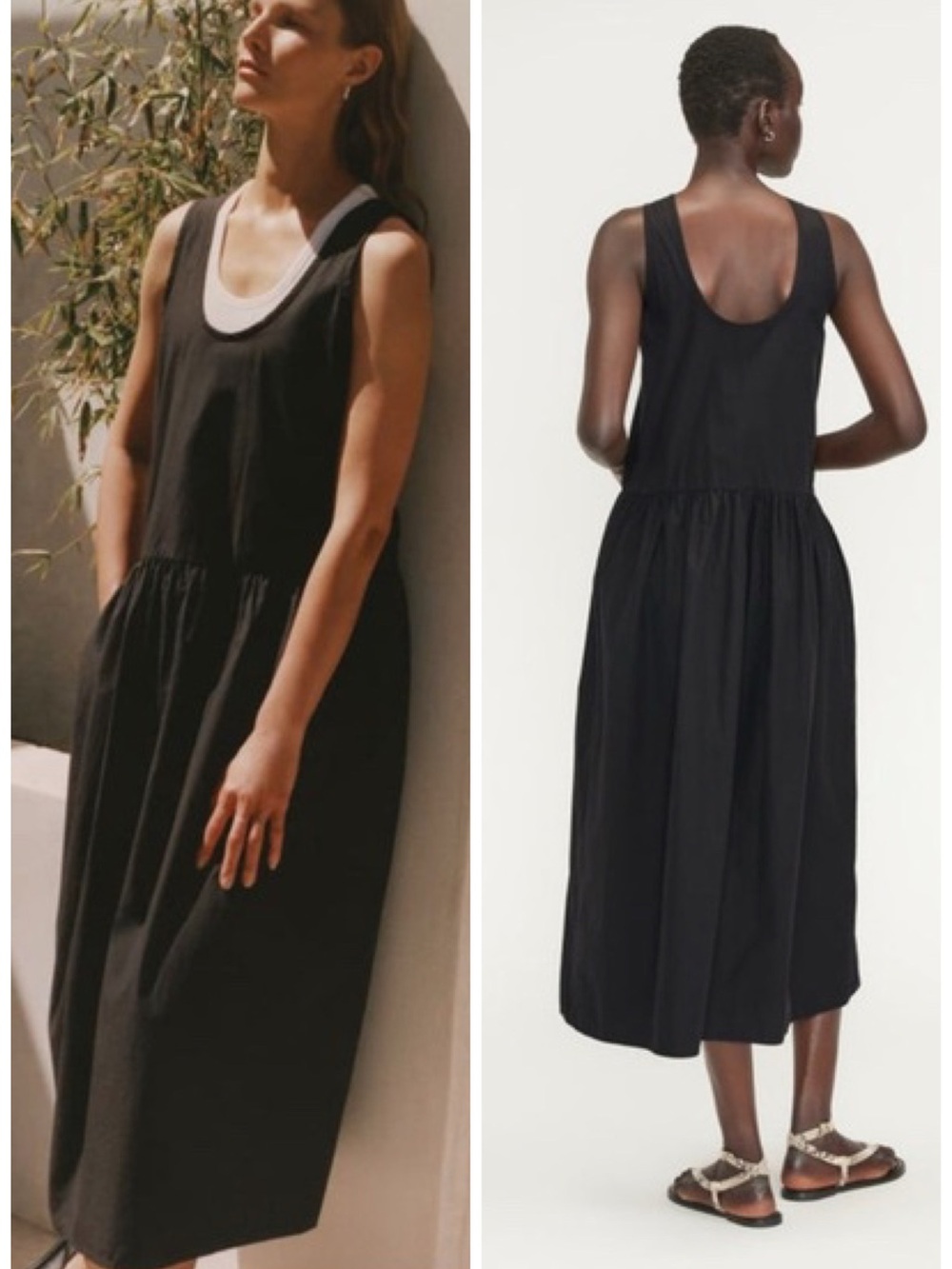 Everlane The Poplin Summer Midi Tank Dress in Black Size XS NWOT